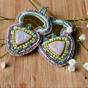 Native opal bear earrings